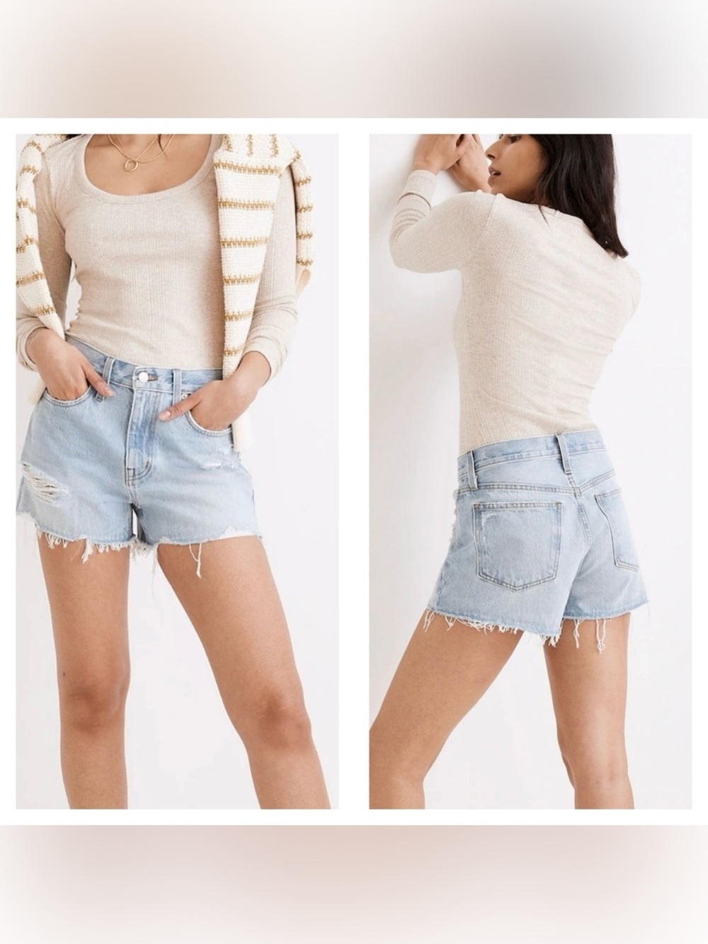 Madewell Relaxed Denim Shorts in Lemar Wash Ripped Edition ND679 Size 25